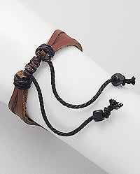 Leather bracelet with Flower, Silver