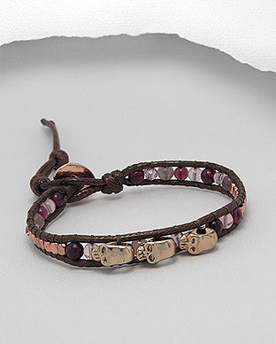 Leather scull bracelet