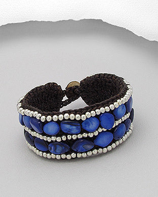 Cotton Bracelet, Mother of Pearls Dyed