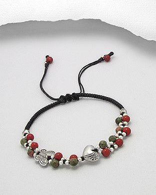 Heart and butterfly extending bracelet