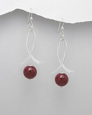 Sterling Silver Red Lapis Lazuli Earrings
