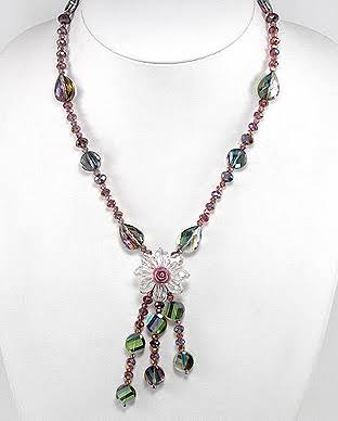 Crystal and Glass Flower Necklace