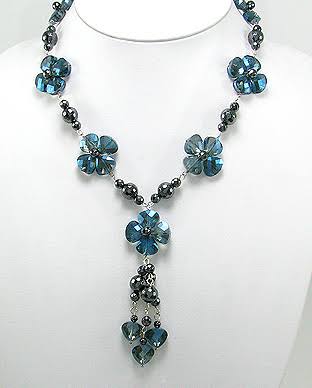 Blue Crystal Glass Necklace