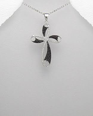 Silver and CZ Cross Pendant - Chain not included