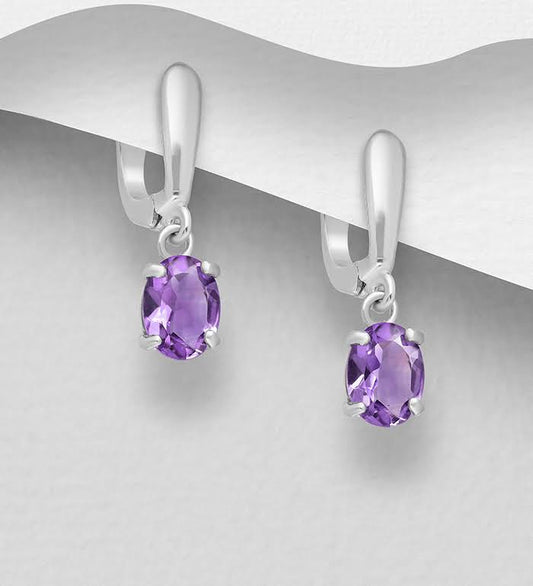 Sterling Silver Earrings, Amethyst