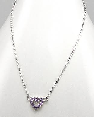 Sterling Silver Heart Garnet Necklace