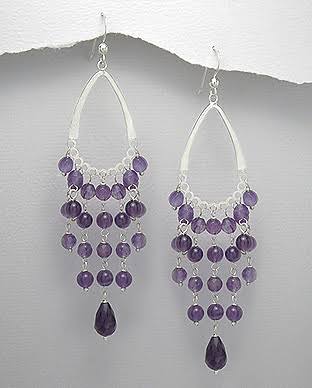Sterling Silver Amethyst Drop Earrings