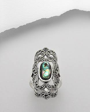 Silver Ring with Marcasite with Mother of Pearls -
