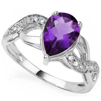 1.72ct Amethyst & 2 Pcs White Diamond 925 S/S Ring