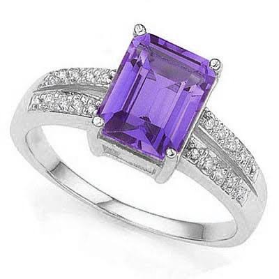 2.20ct Amethyst & 2 Pcs White Diamond 925 S/S Ring