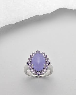 Rhodium Plated, Sterling Silver 925, Ring, Amethyst